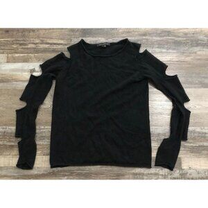 Skull Cashmere Tyrone Slash Sweater Womens Small Black Round Neck